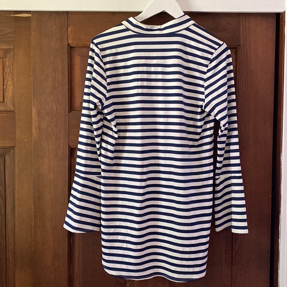 Dudley Stephens india bell sleeve nautical white and navy stripe tunic medium - Picture 4 of 5
